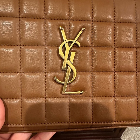 YSL Brown Quilted Wallet on chain - Picture 3 of 14